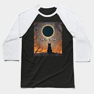 America Totality 4-8-2024 Cat Watching Total Solar Eclipse Baseball T-Shirt